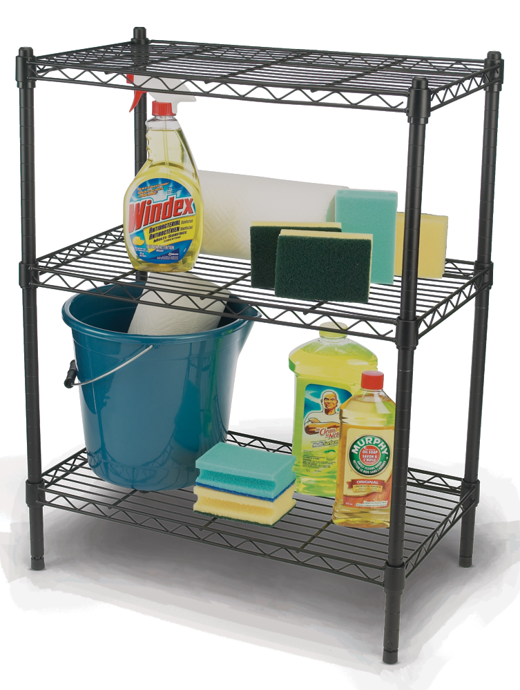 For Living Metal 3-Tier Adjustable Wire Shelving Storage Unit, Black