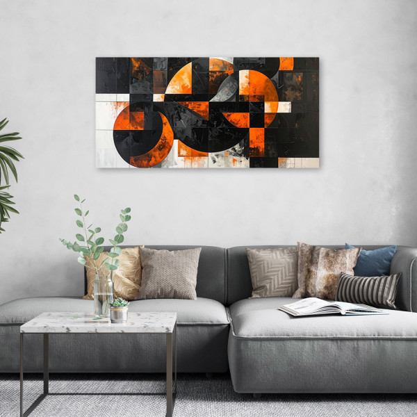 Obraz do salonu pokoju biura, Abstrakcja koła kształty czarno 80x40