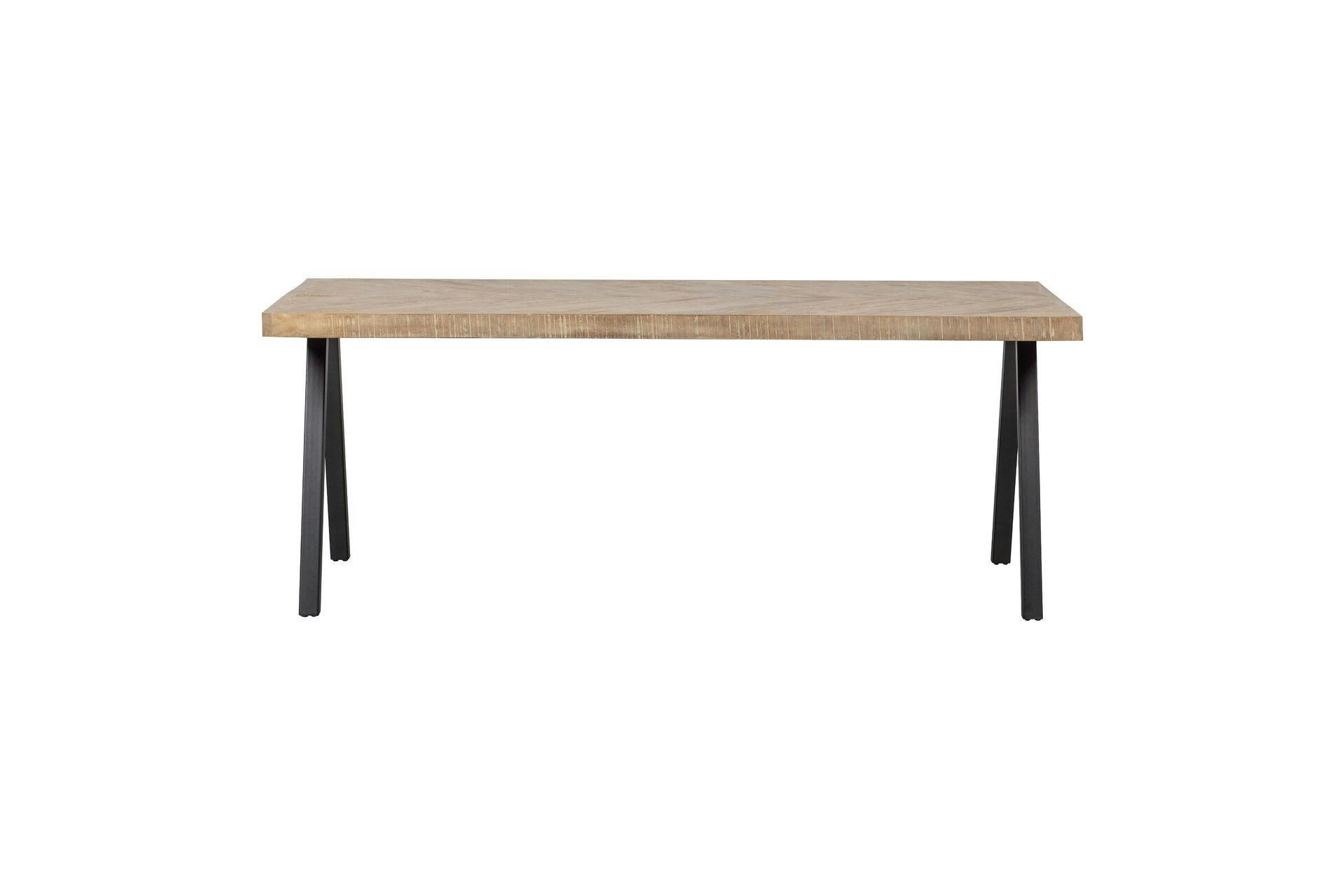 TABLO - Table 180x90 en bois de manguier beige avec pieds carré