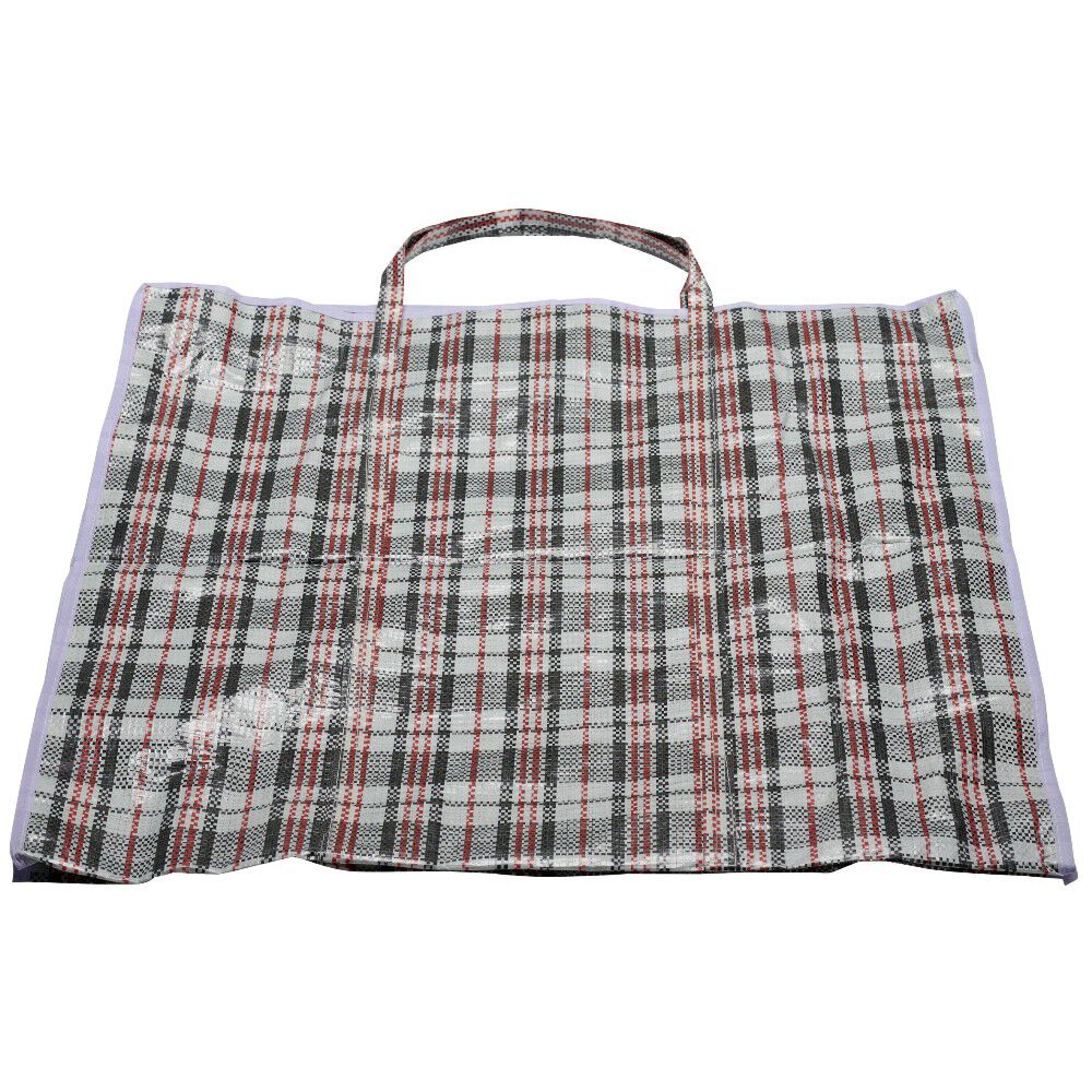 Sac de course quadrillage rouge noir blanc 68x15xH68cm