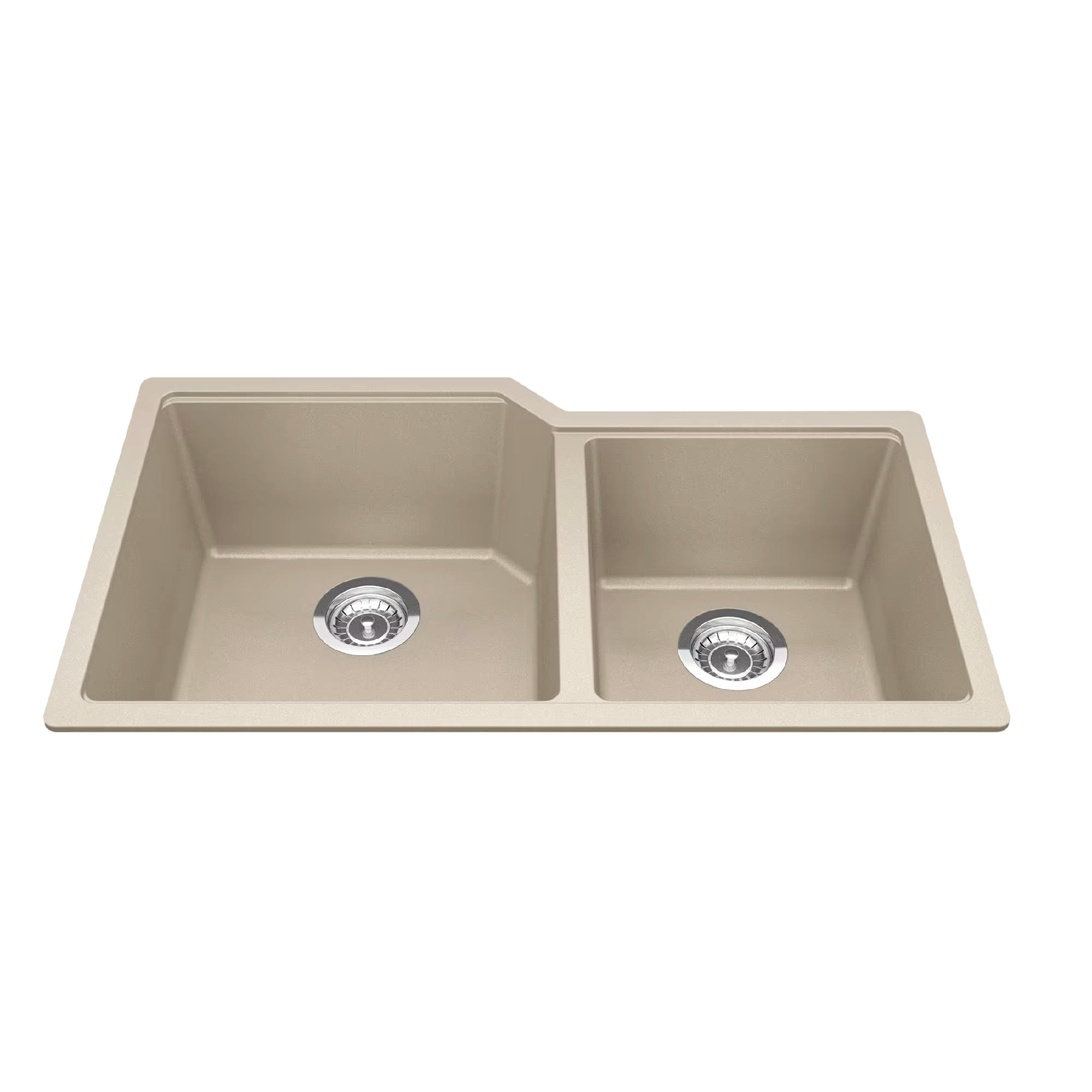 Kindred Urban Undermount Granite Double Bowl Kitchen Sink, 33.88-in x 19.69-in x 9.06-in, Champagne