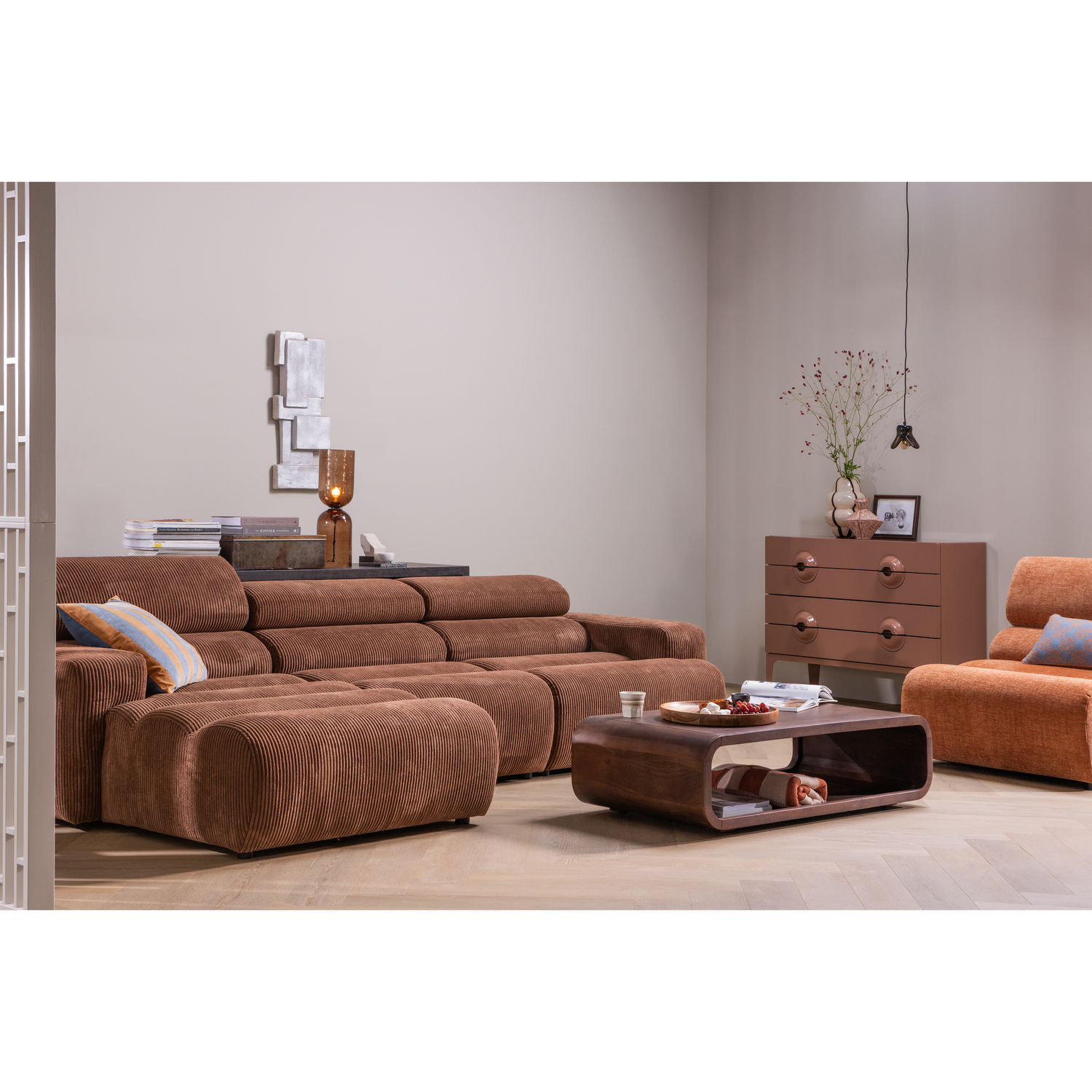 WOOOD Elle Hanglamp Klein - Glas - Bruin - 12x14x13