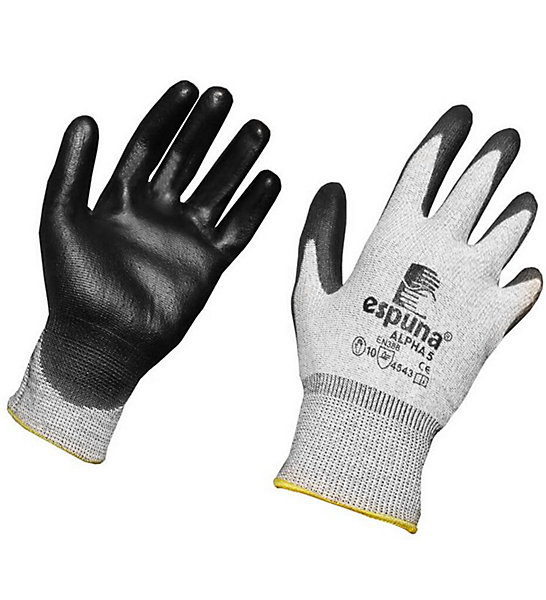 Lot de 10 paires de gants de travail en PU anti coupure Alpha 5 EN388 EN420 Taille - Taille 7