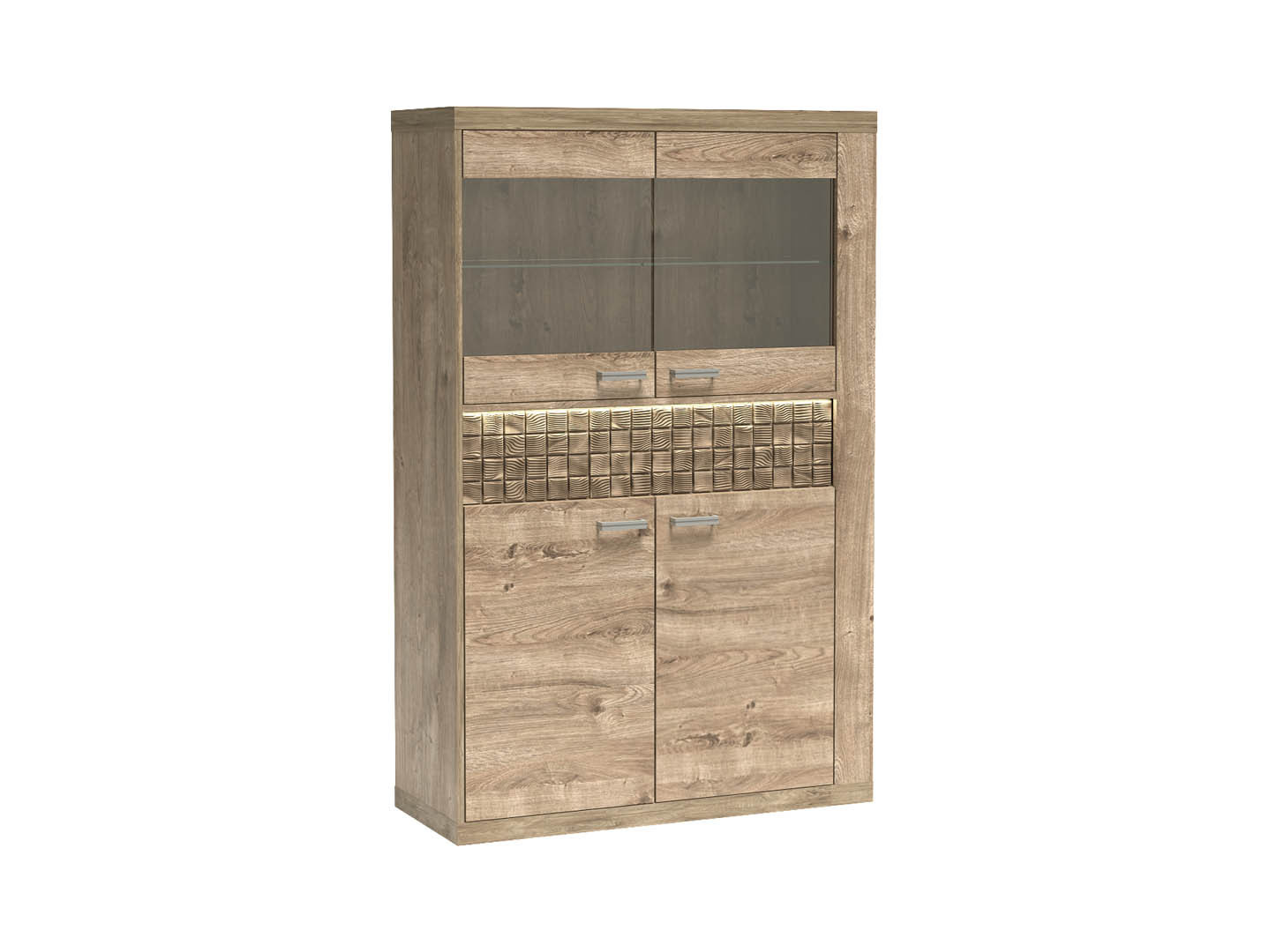 Witryna NATURAL DĄB RIBBECK Efektowna Drewno Szkło 102 cm Designerska