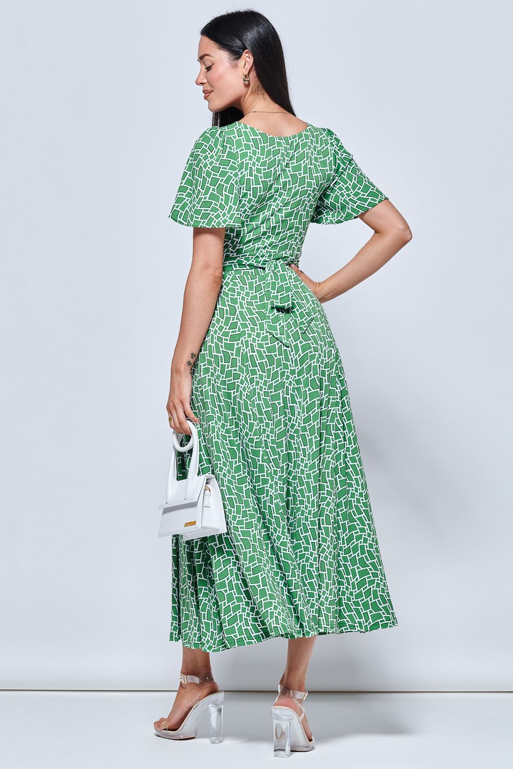 Jolie Moi Boat Neck Angel Sleeve Maxi Dress