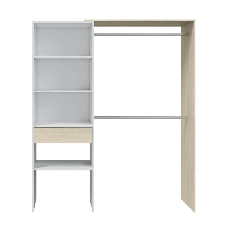 DRESS - Armoire dressing effet bois et blanc - L158 x H187 cm