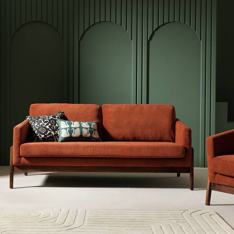 Habitat x Scion Esala Fabric 3 Seater Sofa - Rust