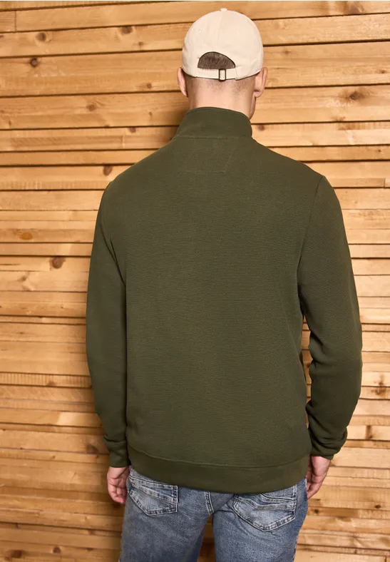 Strukturpullover mit Troyer