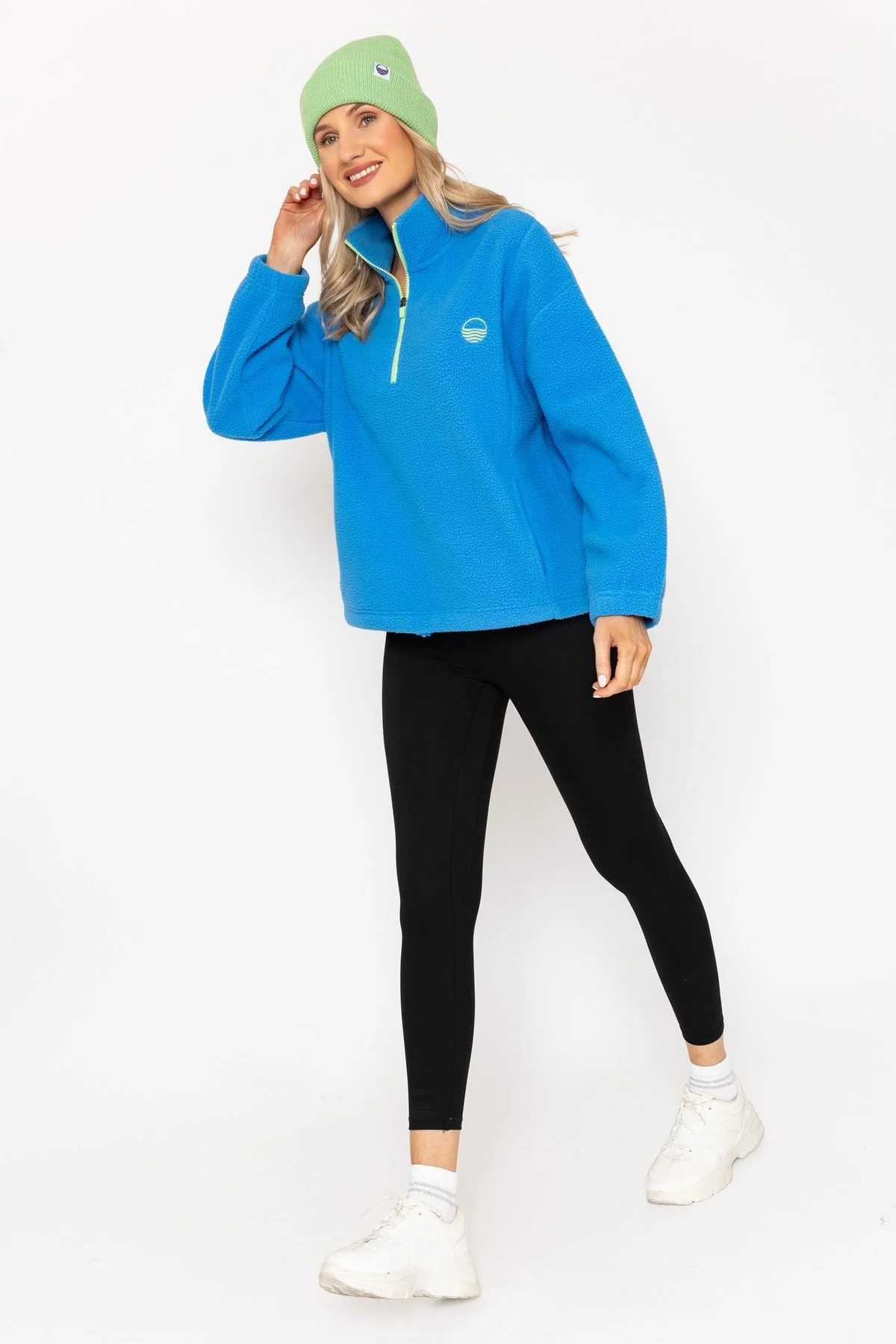 Blue Teddy Fleece With Contrast Zip