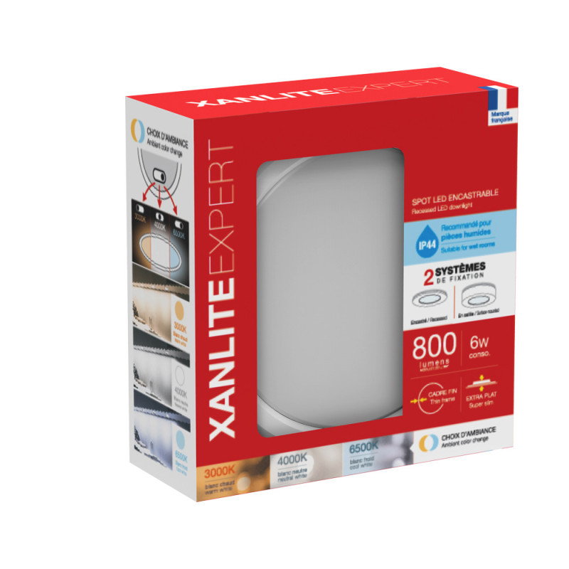Spot encastrable LED Downlight blanc blanc dimmable IP44 800 lm 8 W XANLITE
