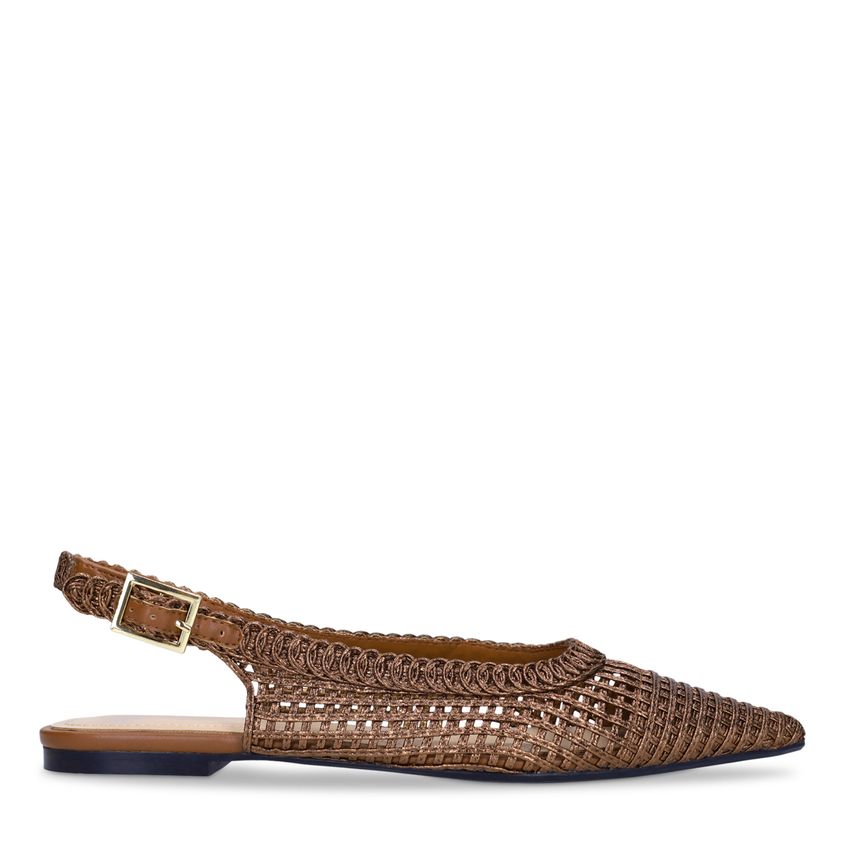 Manfield Bronzen gevlochten slingbacks