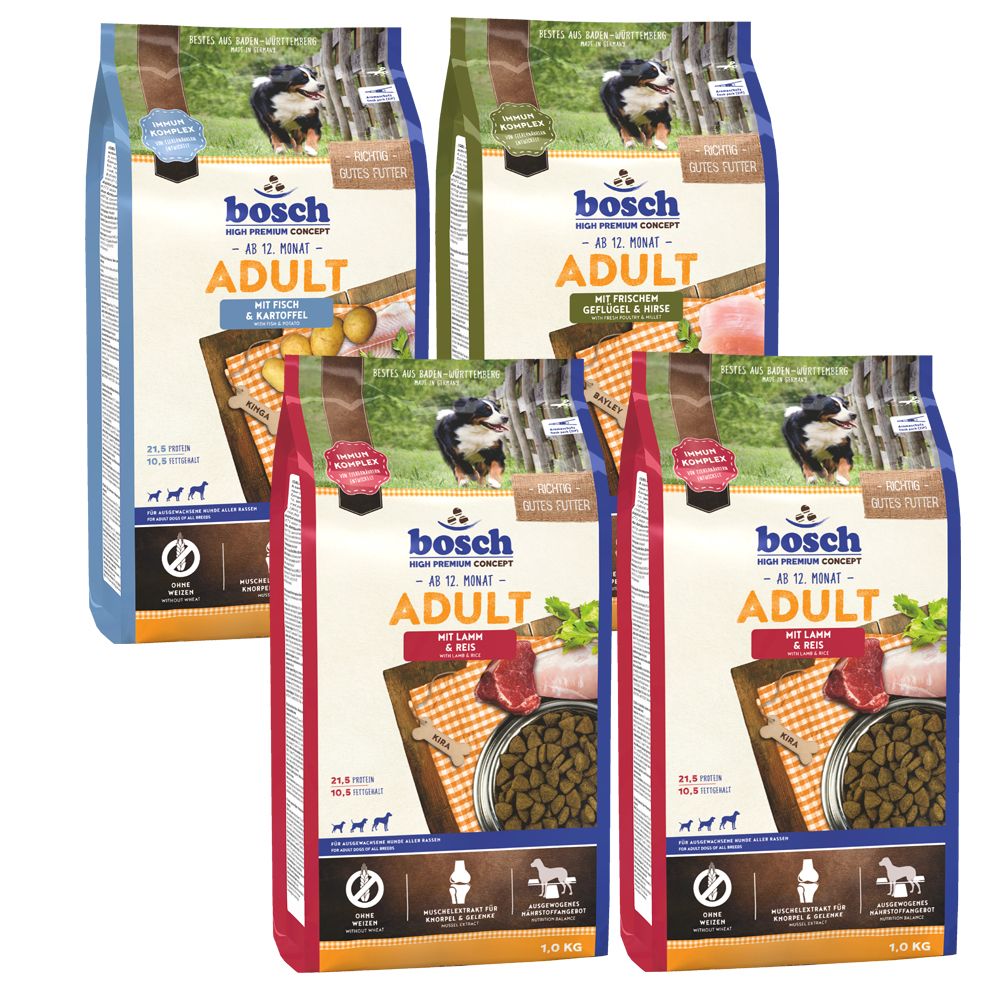 bosch Adult Dry Dog Food Mixed Trial Pack 4 x 1kg