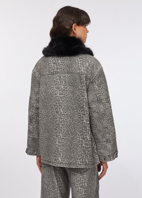 Giacca con colletto in pelliccia sintetica