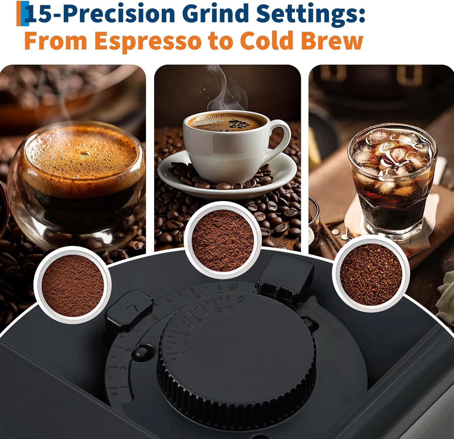 3rd-Gen Espresso Coffee Maker with Milk Frother - Removable Brewer & Grinder, Adjustable Coarseness/Flavor, 3-Level Coffee/Milk Volume, Detachable Milk Tank - Sleek Black Spray Paint for Home Baristas