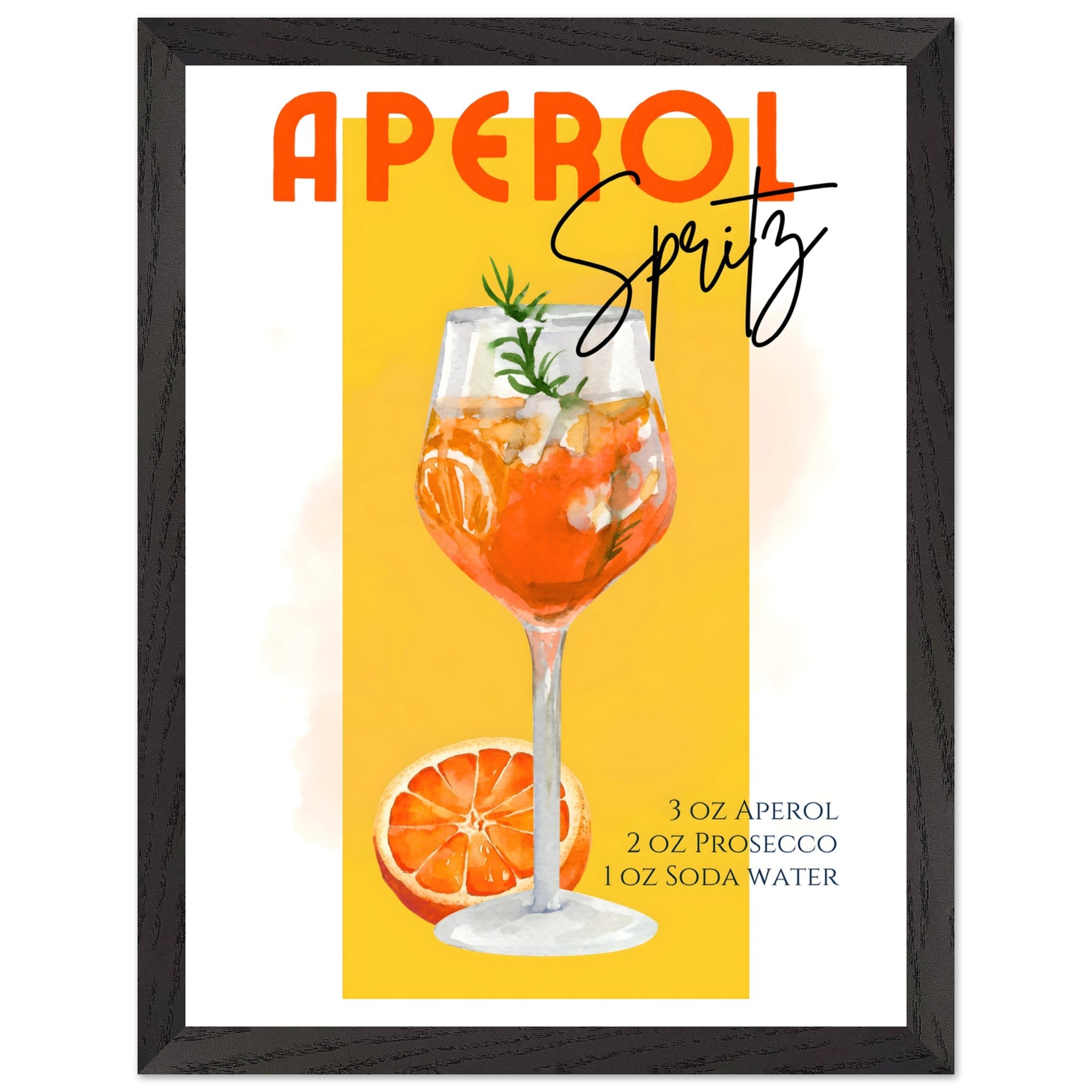 Artfulprints Poster met Lijst Aperol Spritz - Yellow  - 30x40 cm - Geel