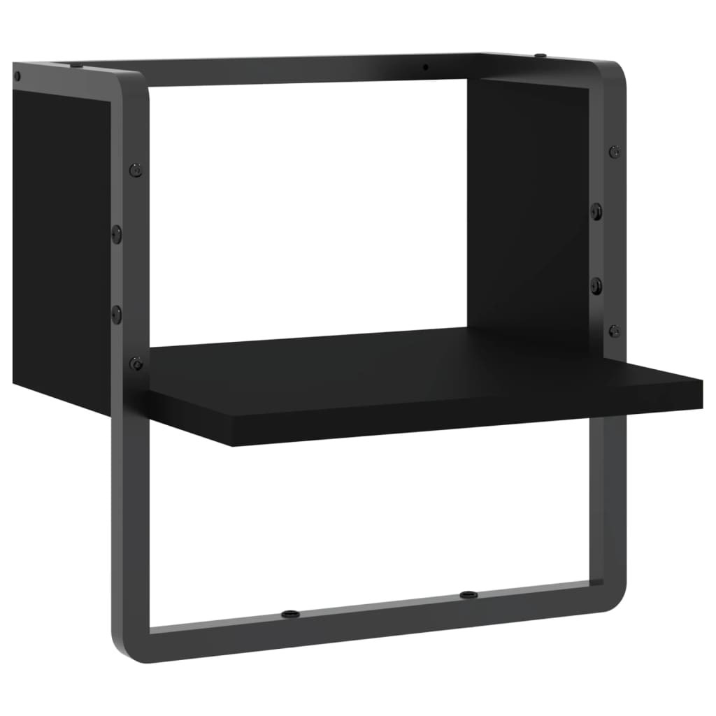 VidaXL Półka ścienna z drążkiem czarna 30x25x30 cm