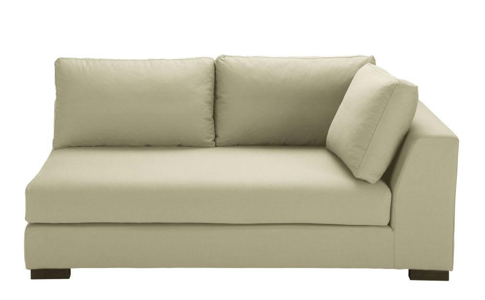 Terence - Accoudoir droit pour canapé convertible modulable 2 places en toile mastic, matelas 10 cm