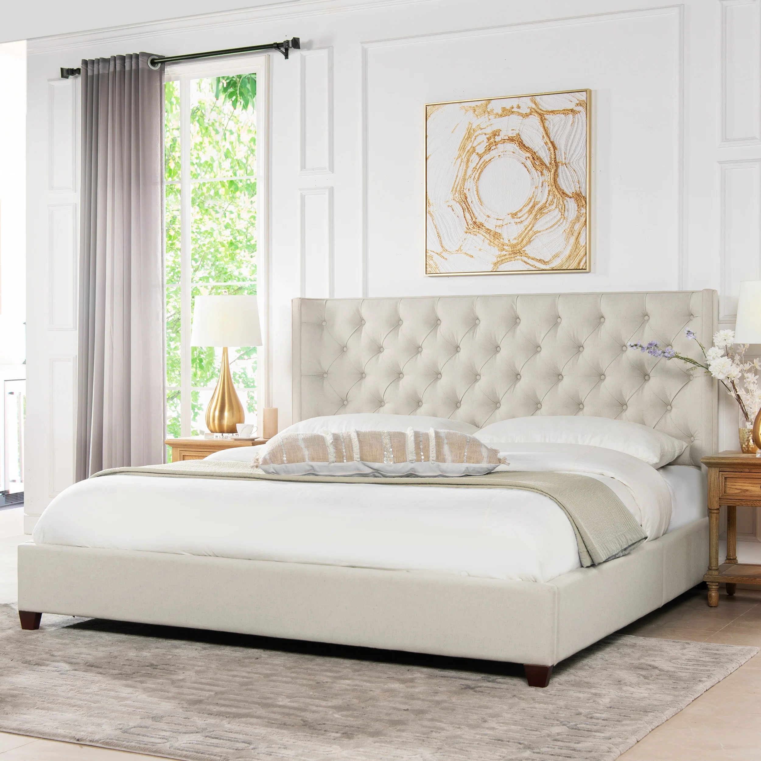 Manhattan Wingback Headboard King Platform Bed