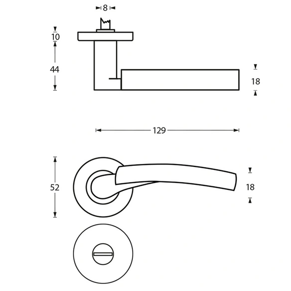 Türdrücker »Bryan«, D.52x10mm WC 8 mm stift