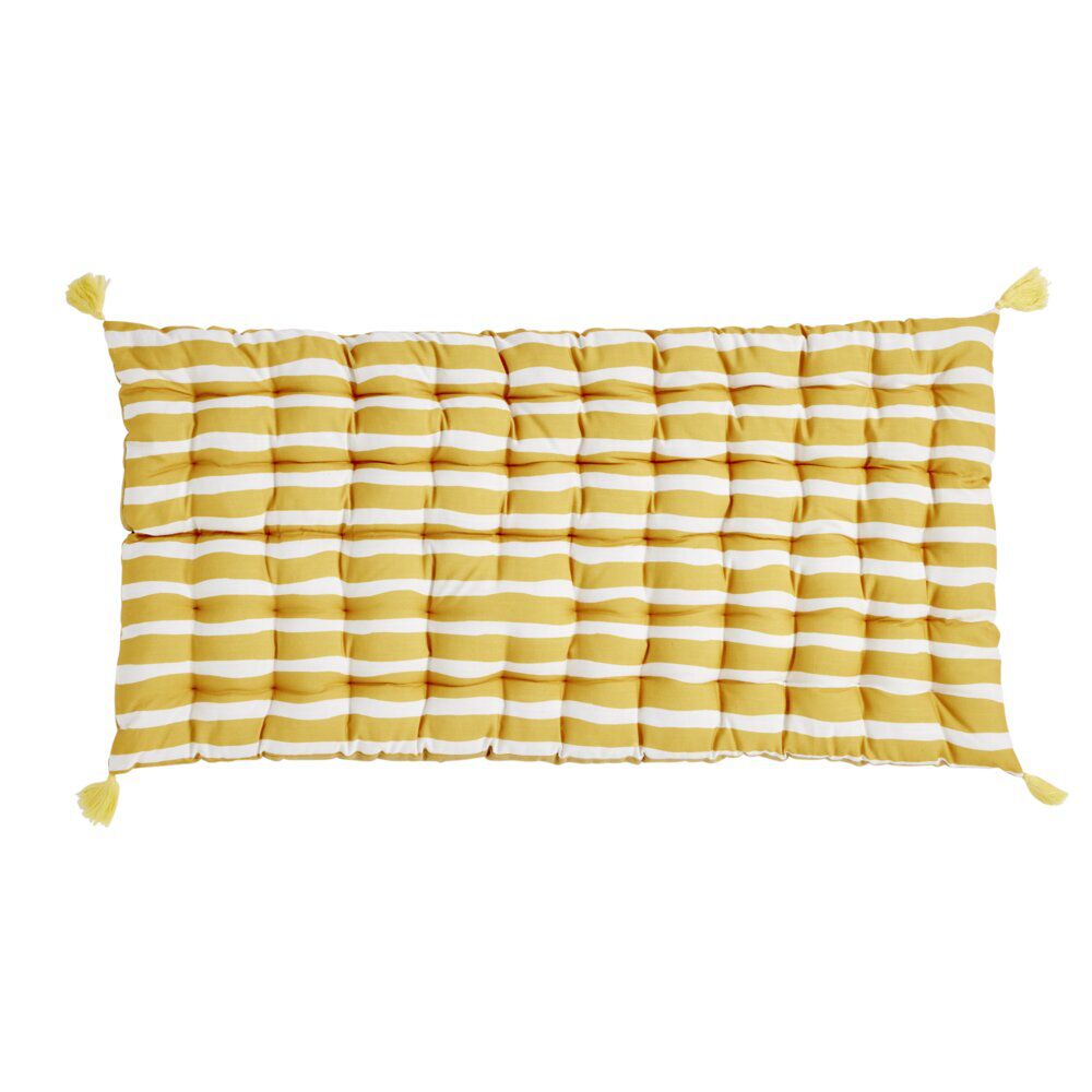 Matelas de sol Baya rayures bayadères jaunes et blanches 60x120cm