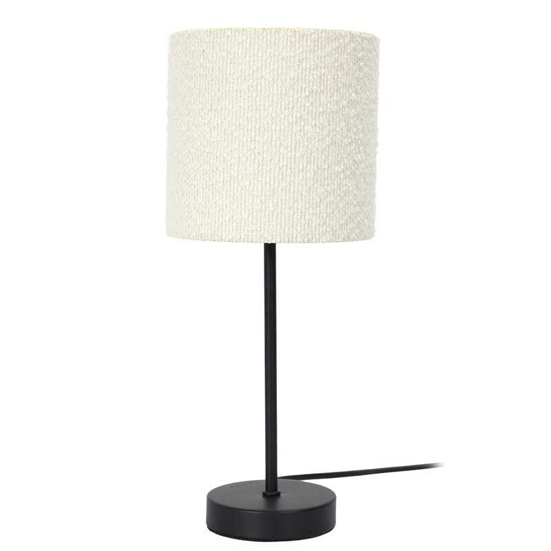 LAMPKA STOŁOWA metalowa czarna z białym KLOSZEM BOUCLE
