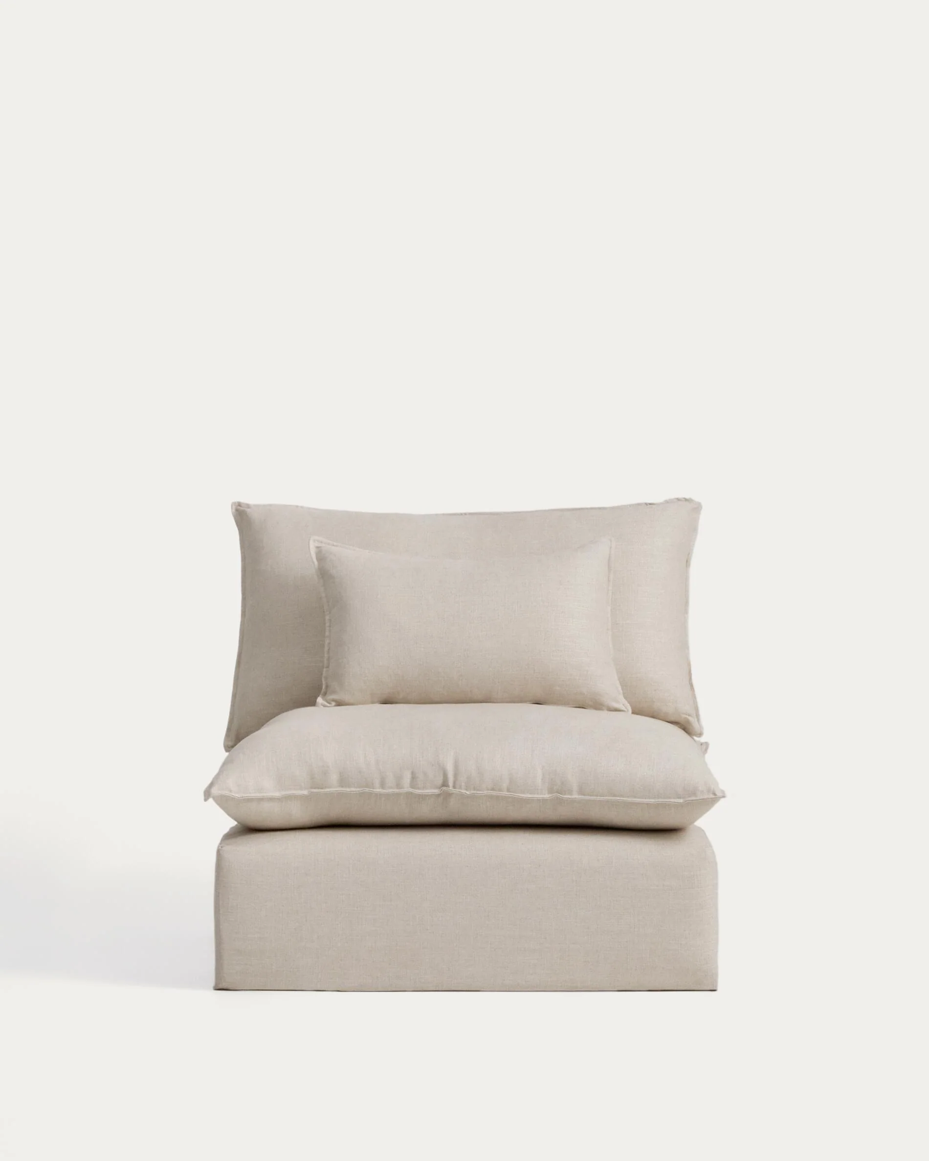 Anarela beige linen and viscose armchair with removable cover 110cm FSC Mix Credit
