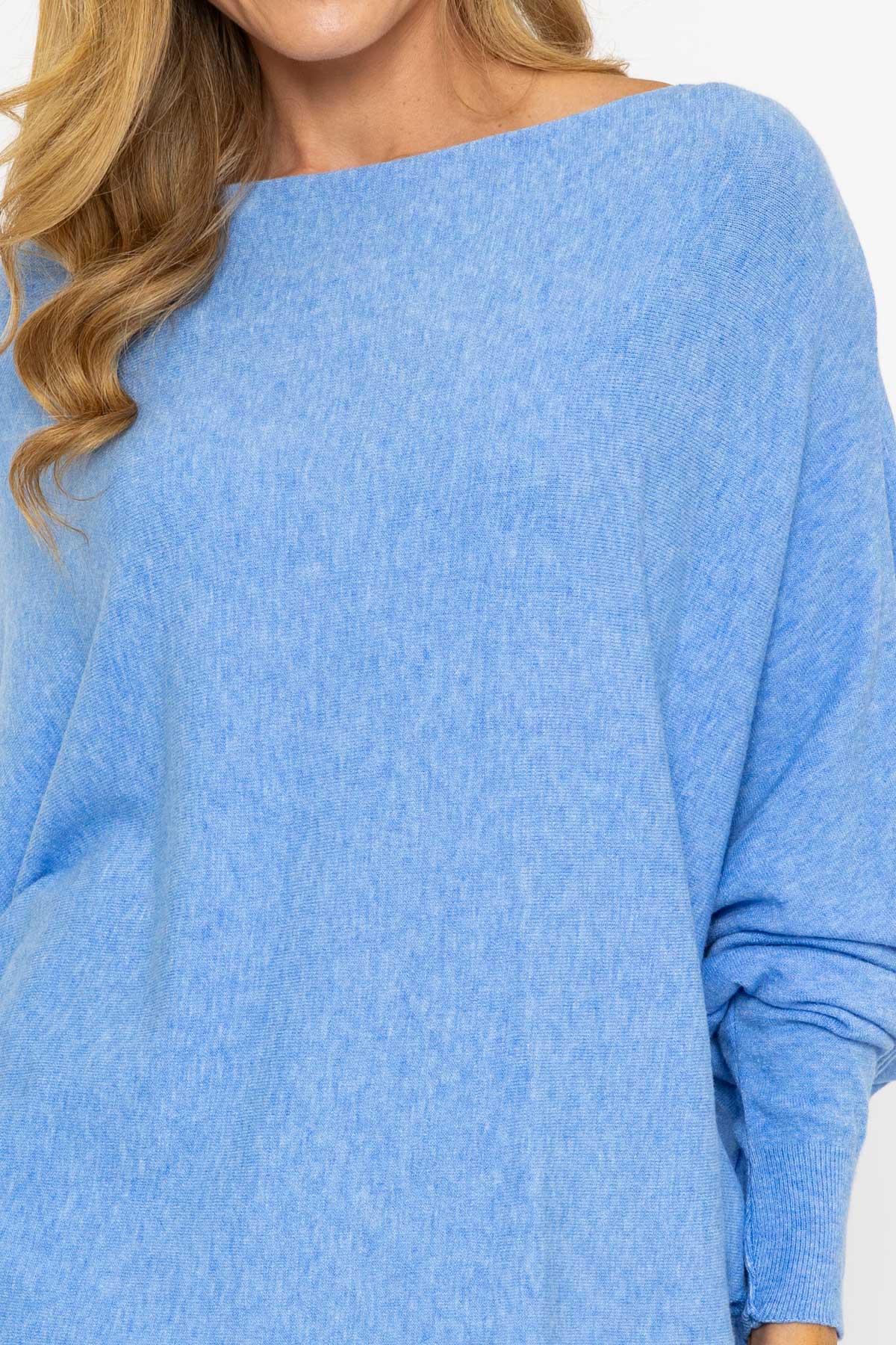Blue Batwing Knit Jumper