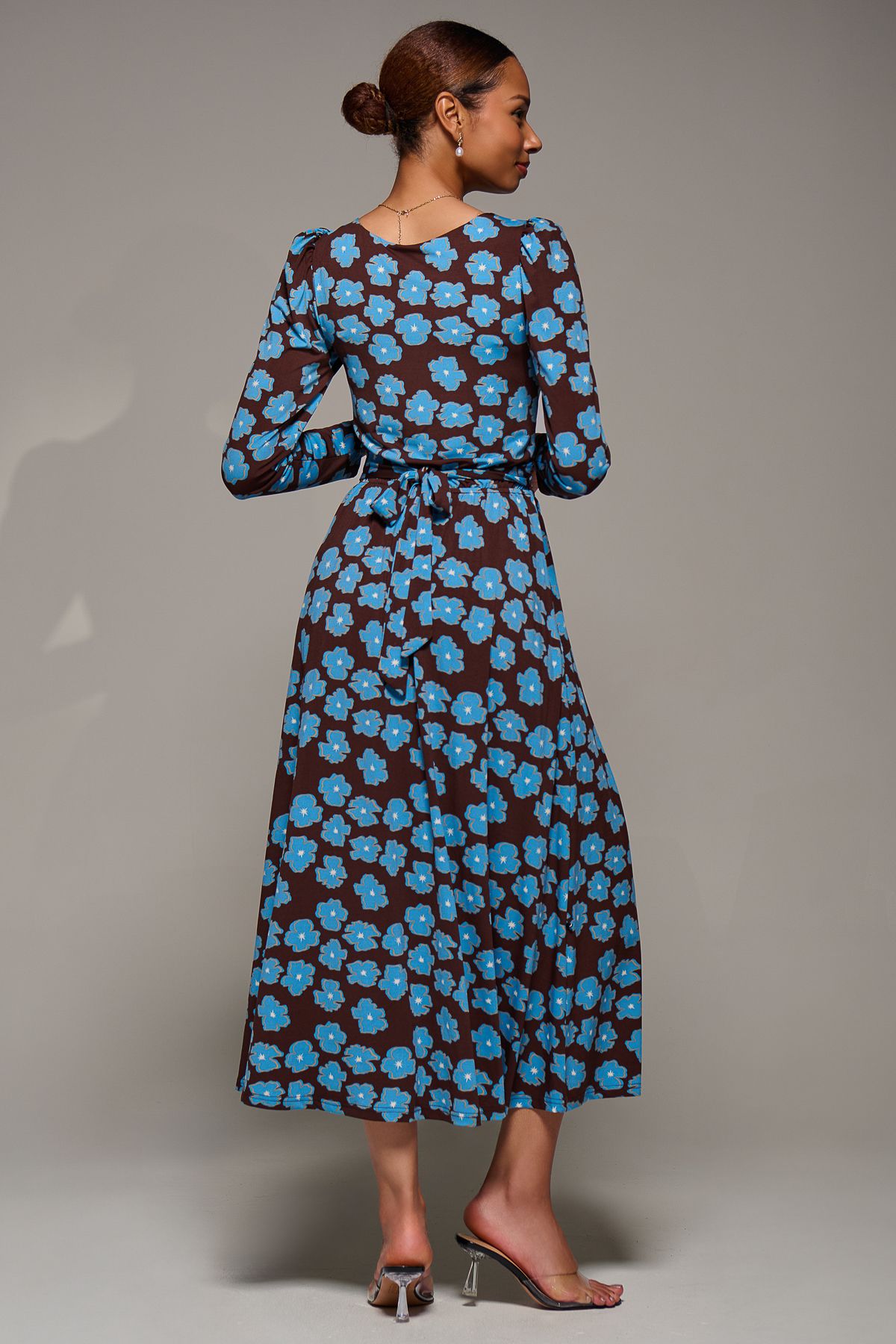 Jolie Moi Puff Long Sleeve Jersey Maxi Dress