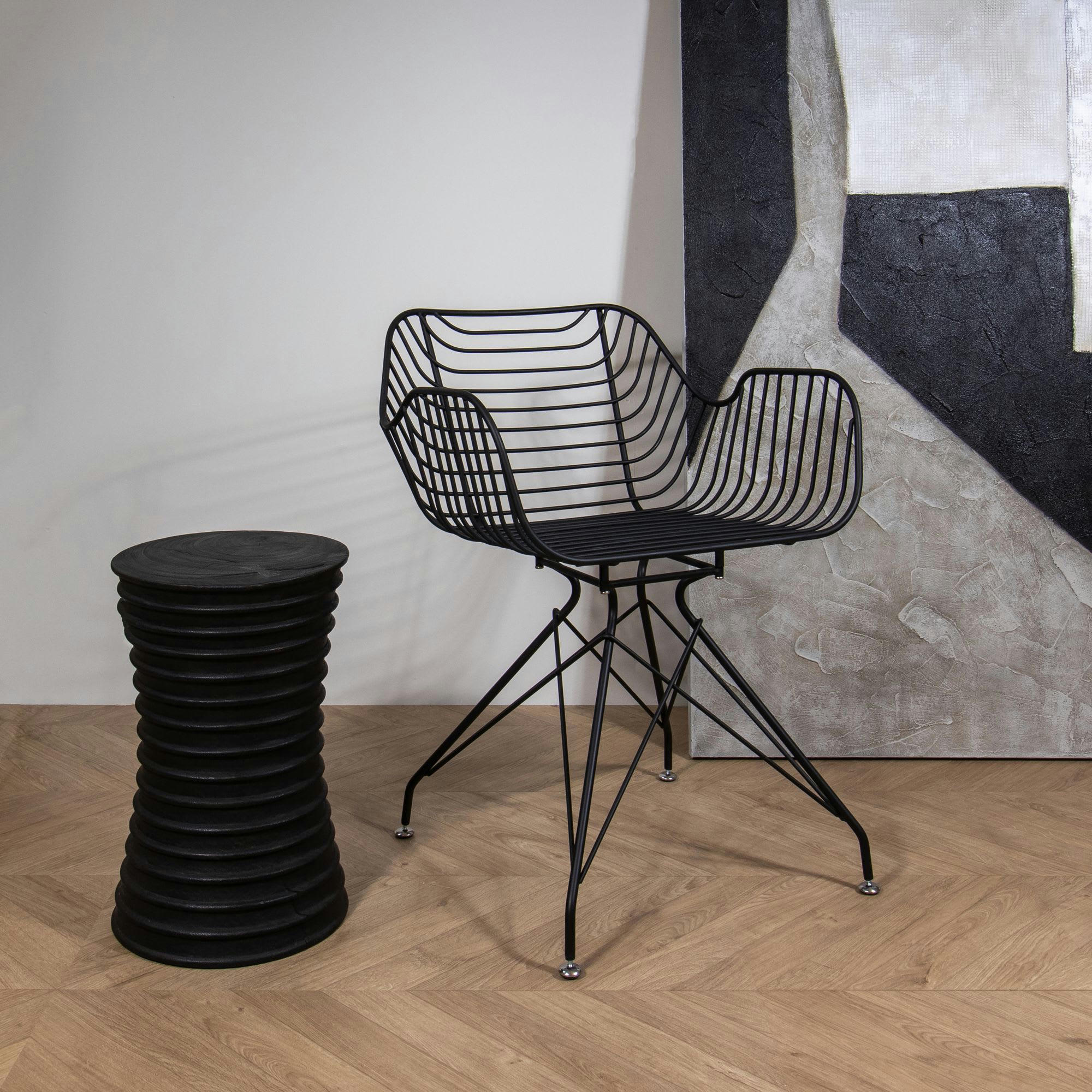 HOUSTON - Lot de 2 fauteuils de table en métal noir