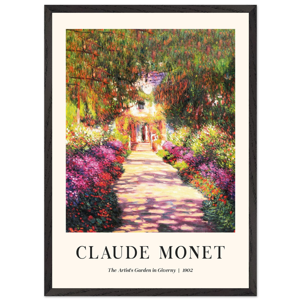 Artfulprints Poster met Lijst Claude Monet - The artist's garden in Giverny II  - 50x70 cm - Meerkleurig