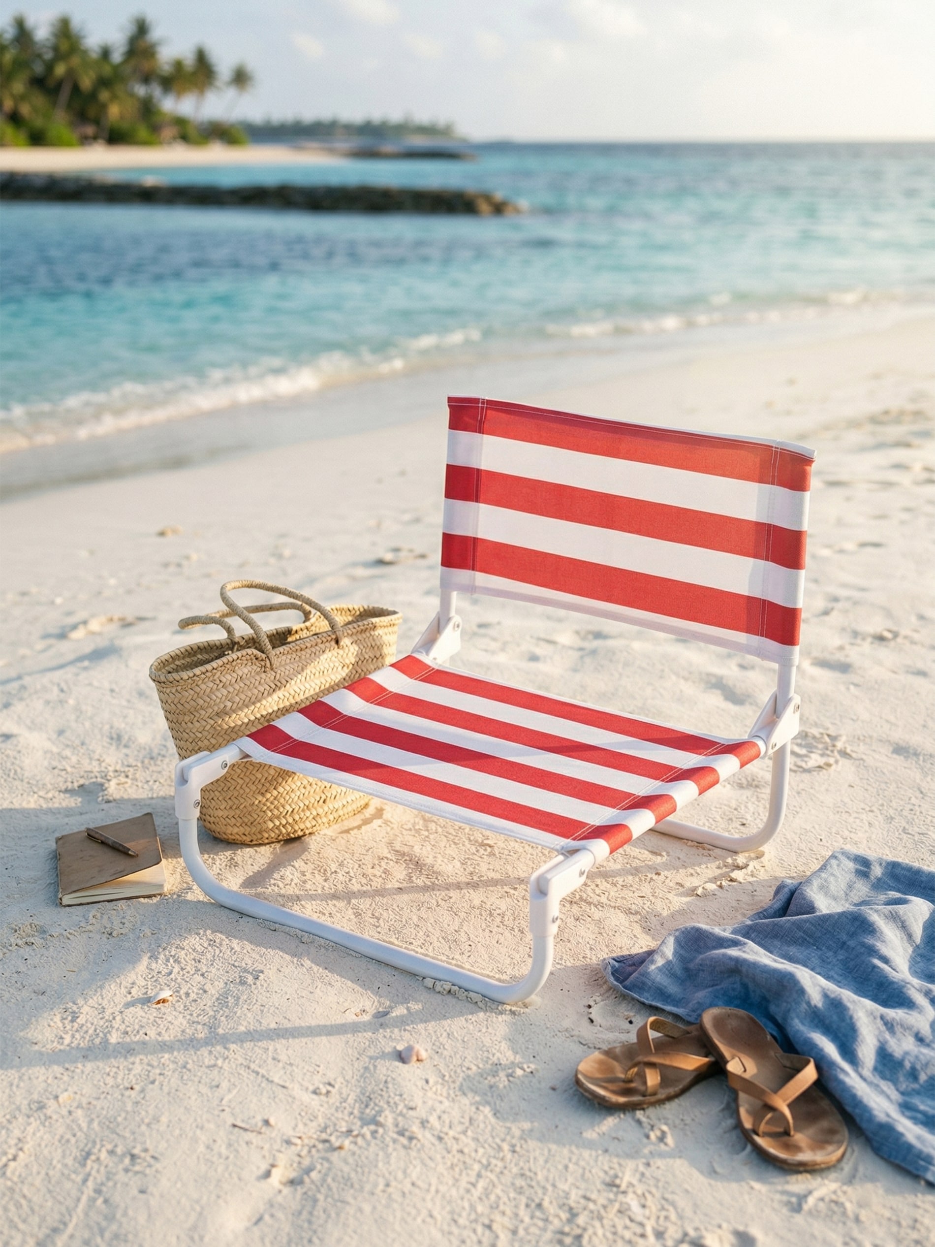 Leżak plażowy w paski