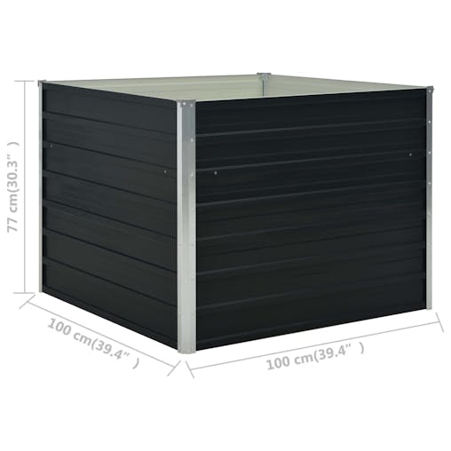 NNEVL Raised Garden Bed Anthracite 100x100x77 cm Galvanised Steel