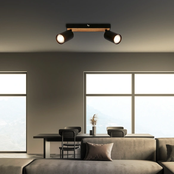 LED-Spotstrahler »Tib«, 2-flammig, GU10, 2 x 9 W, schwenkbar, schwarz-Holz
