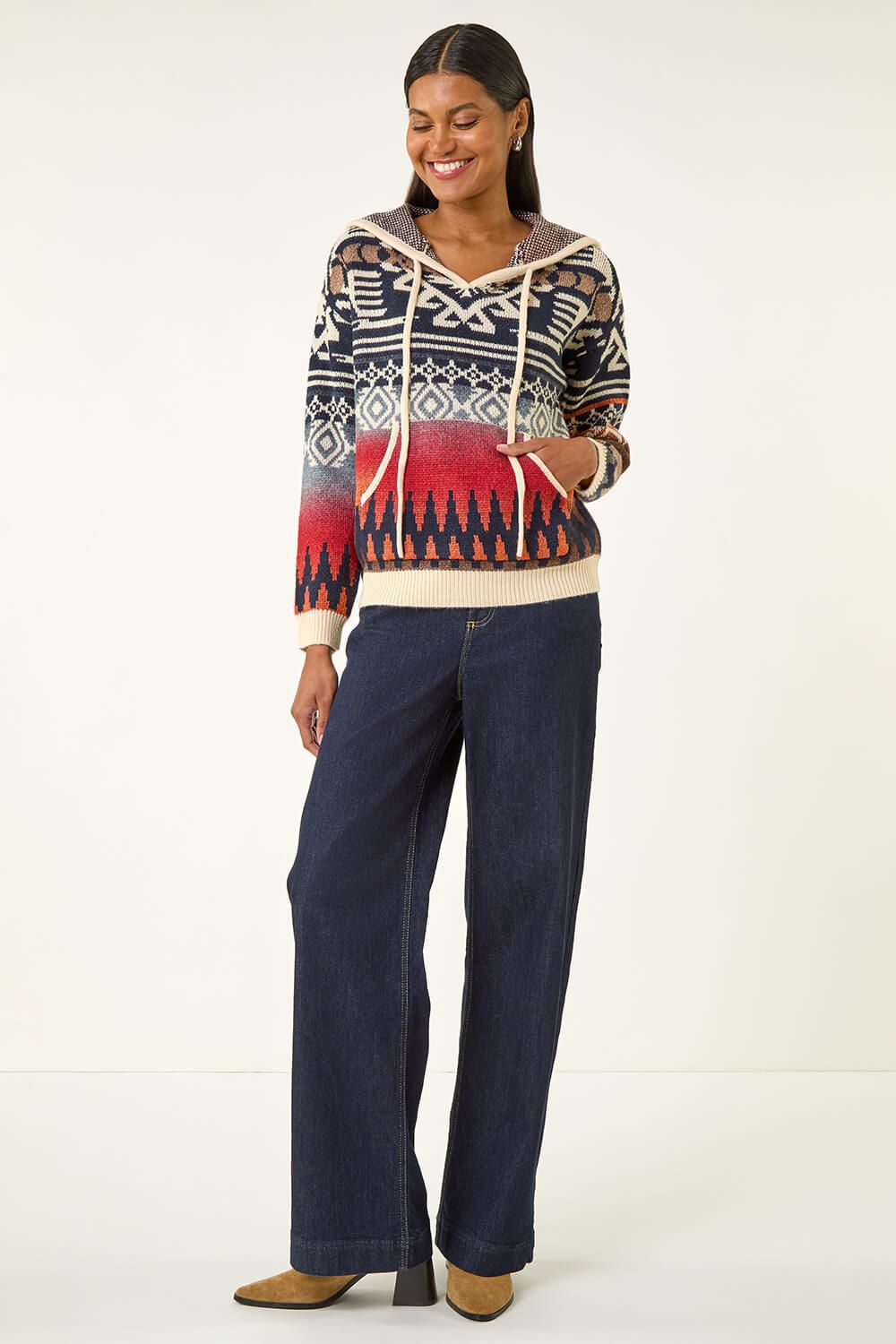 Roman Jacquard Hooded Knit