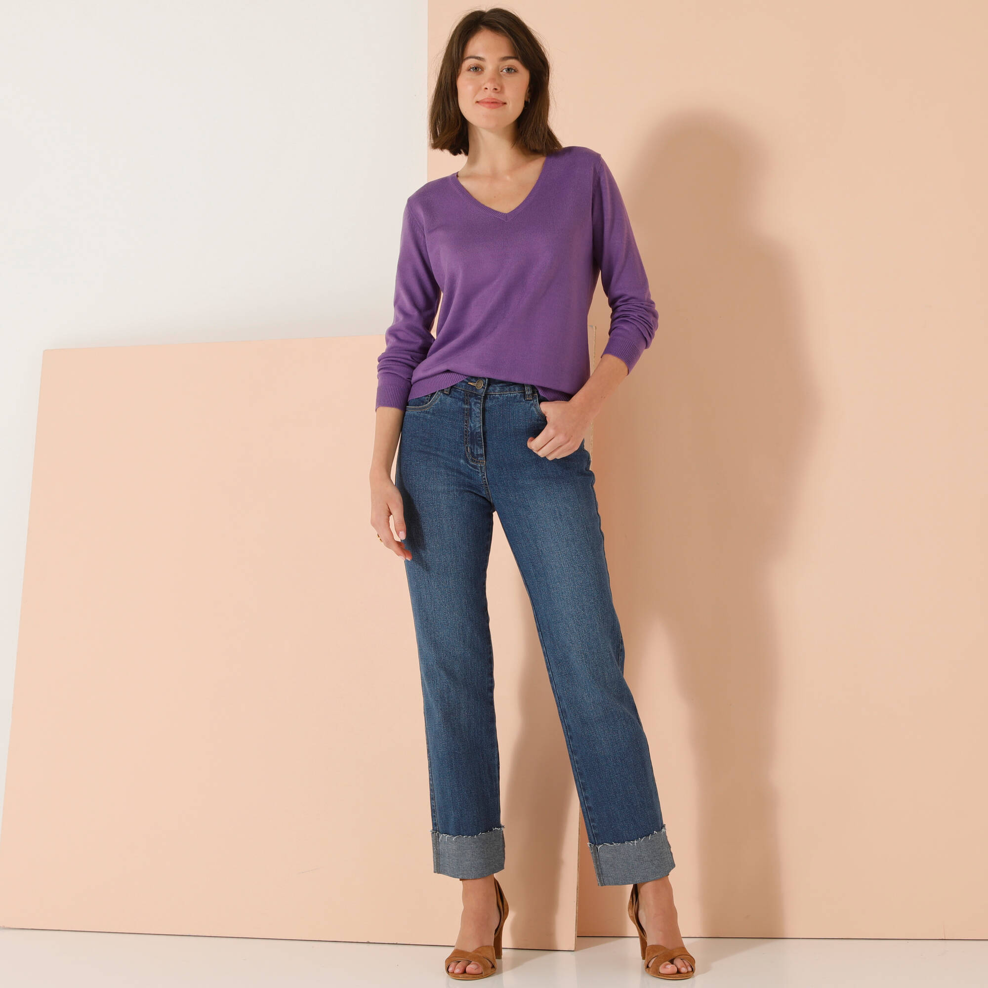 Pull col V, toucher doux