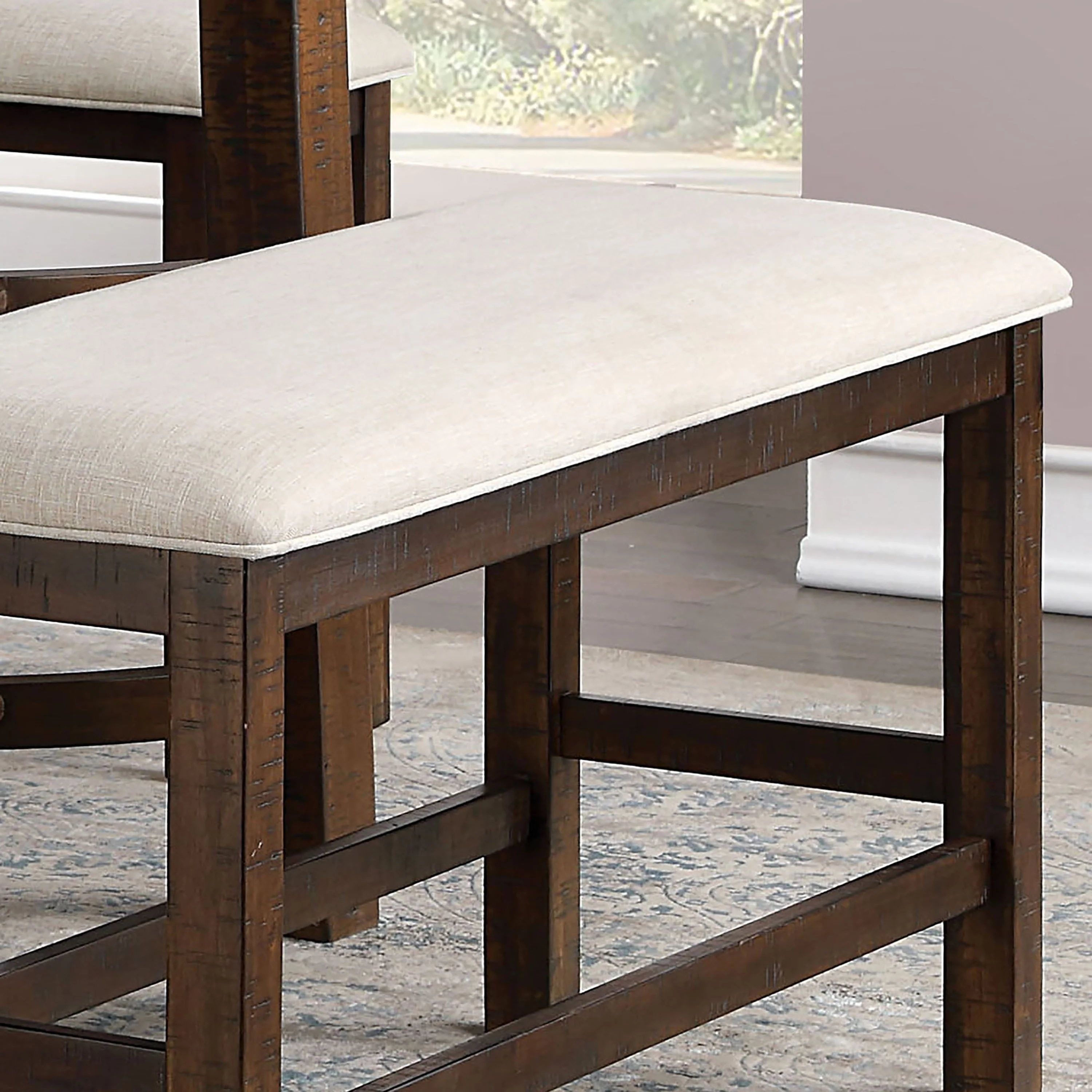 Deblynn Rustic Oak Fabric Counter Height Bench by Furniture of America