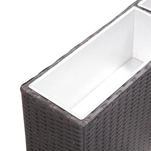 NNEVL Garden Raised Bed with 2 Pots 90x20x40 cm Poly Rattan Black
