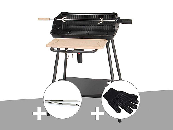 Barbecue charbon Bergamo   Pince en inox   Gant de protection - Somagic