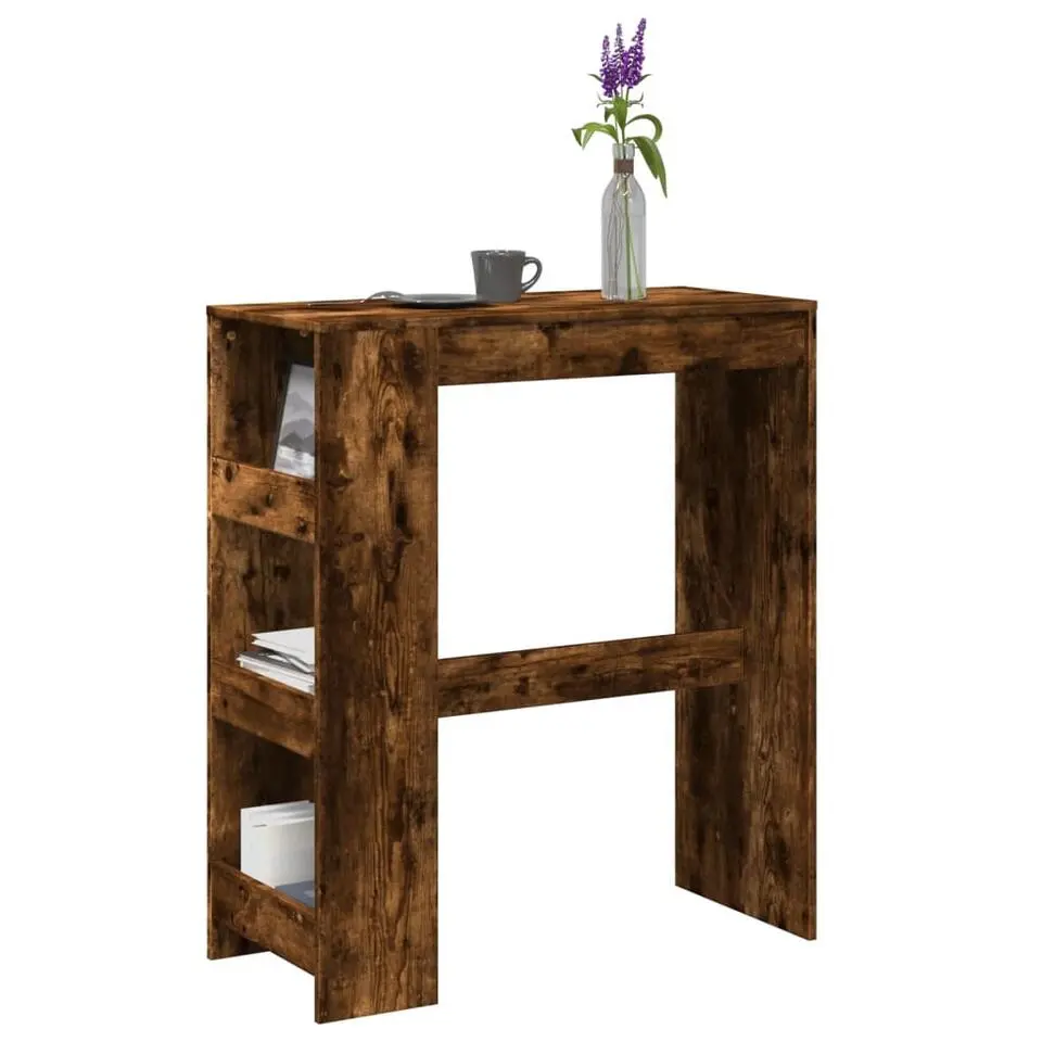 vidaXL - Bartafel met opbergruimte - Gerookt eiken - Bewerkt hout - 90x43 cm