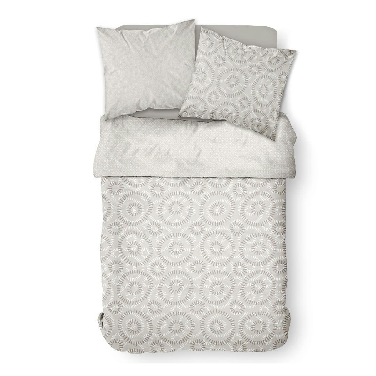 SUNSHINE - Parure de lit 2 personnes imprimé en Coton Beige 220x240 cm