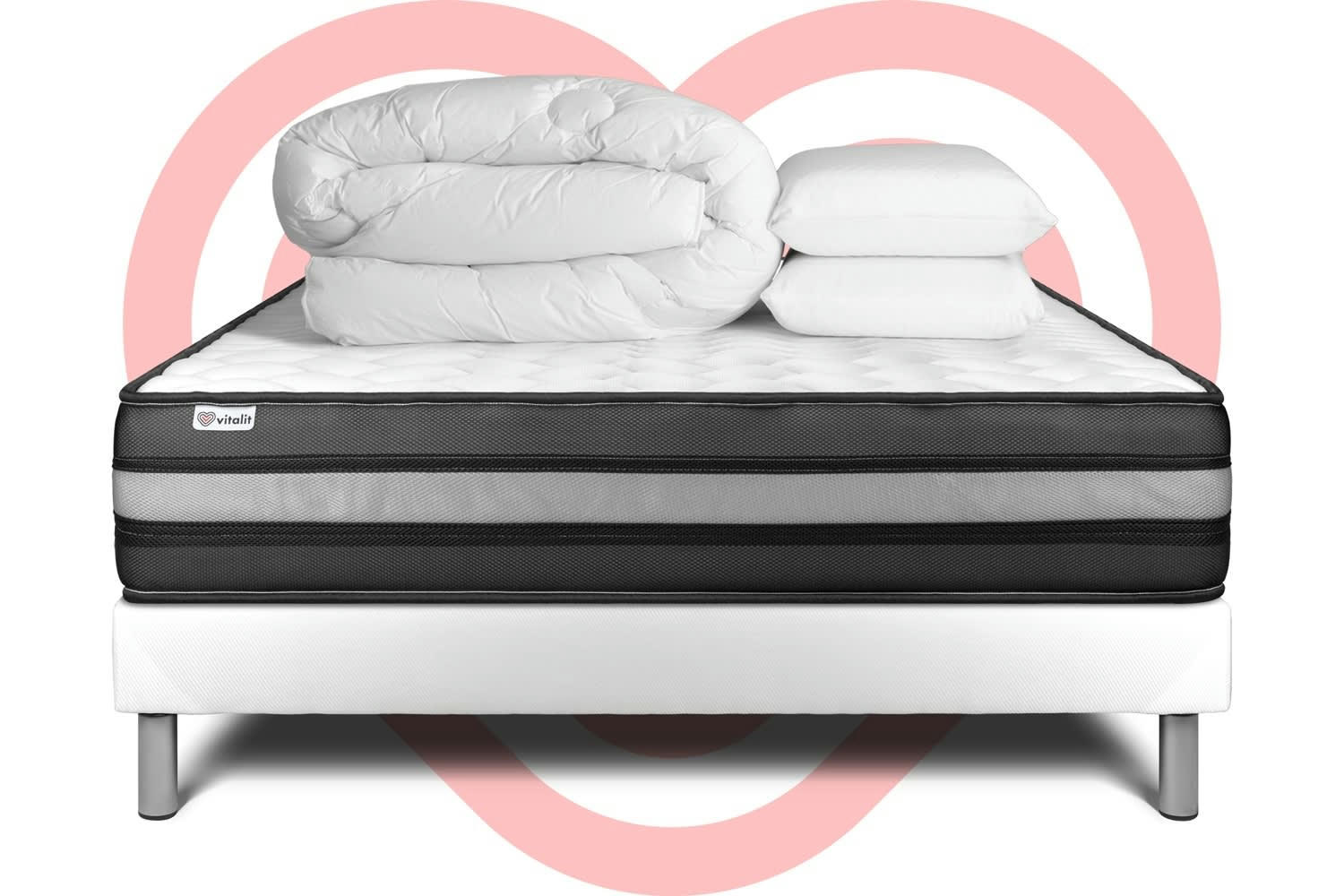 VITAL POWER ZEN - Pack Mousse  à mémoire de forme[ 200x200cm kit Blanc