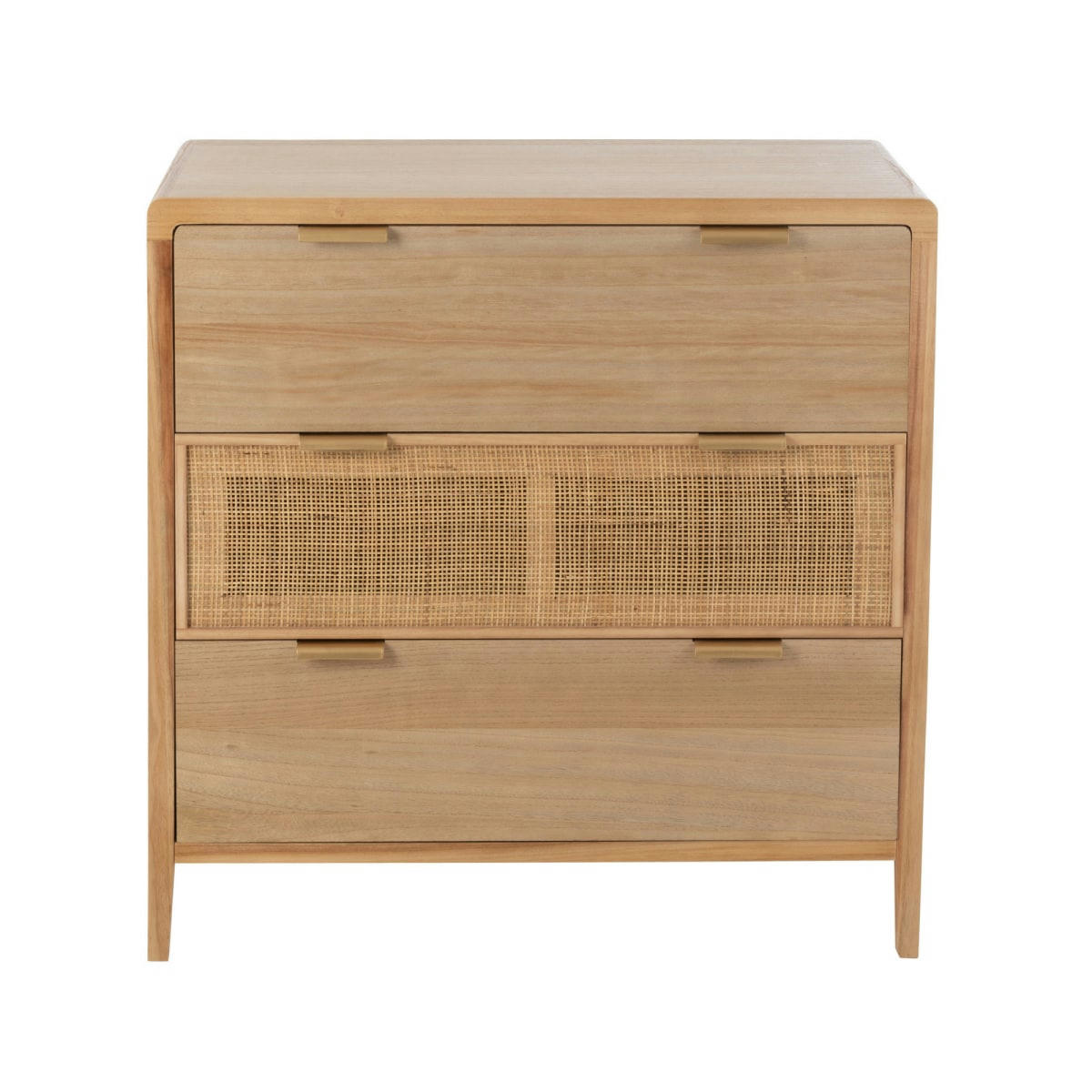 EDMON - Commode 4 tiroirs design en bois et rotin naturel
