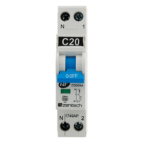 Disjoncteur PH/N 20A cumulus   chauffe-eau Zenitech