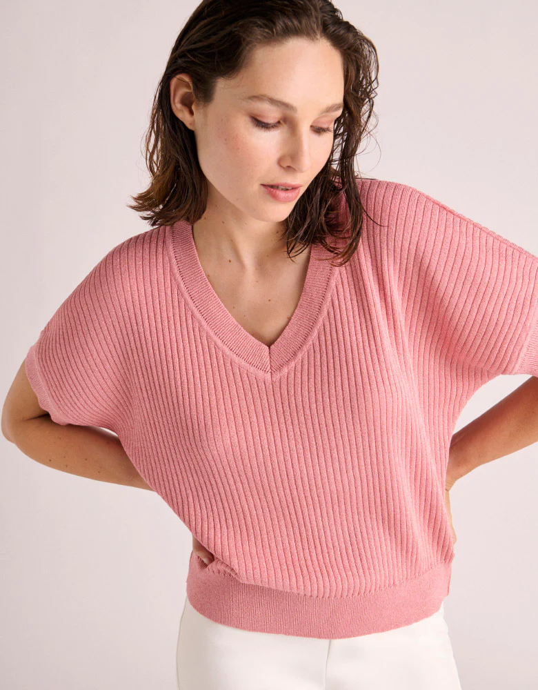 Pull maille irisée manches courtes AMOR/87002/905
