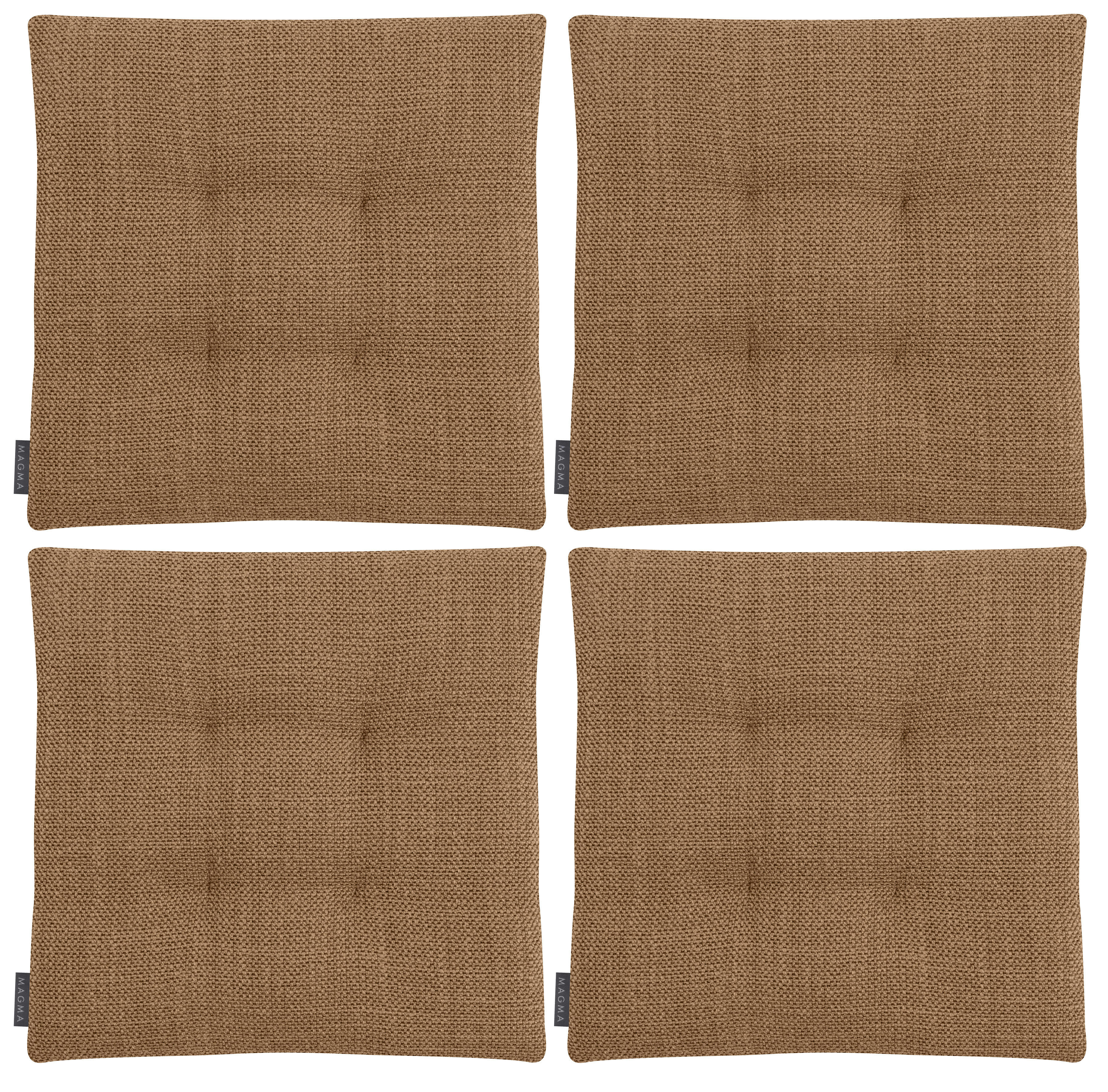 AUSTIN - Galettes de chaises carrées caramel bi-matière-Lot de 4 - 42x42cm