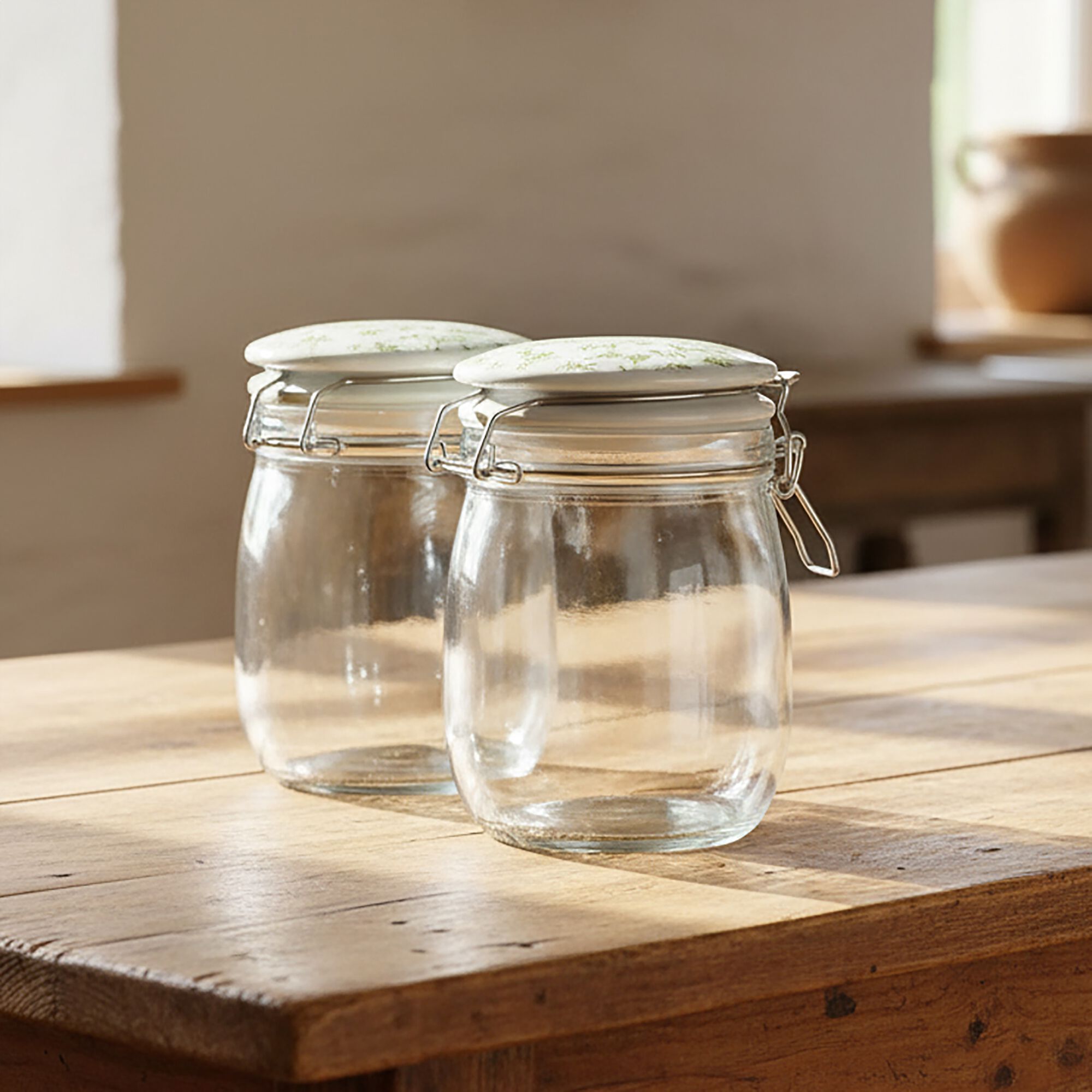 BAIA - Bocal en verre avec couvercle en céramique 75cl - transparent