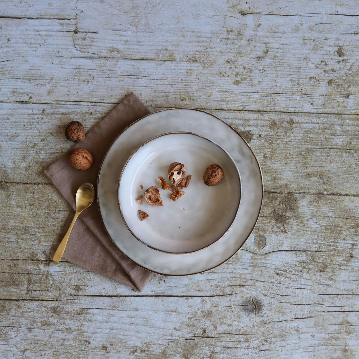 BORAL - Lot de 6 assiettes plates en grès gris 27,5cm