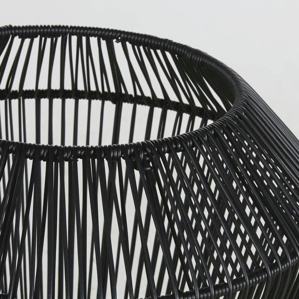 TRIBE - Lampadaire d'extérieur en métal et polyrotin noirs H100