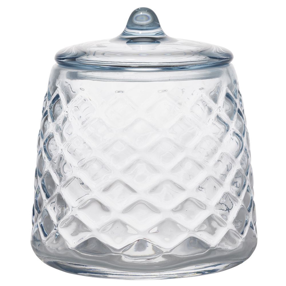 Pot à coton verre bleu Ø10xH12cm