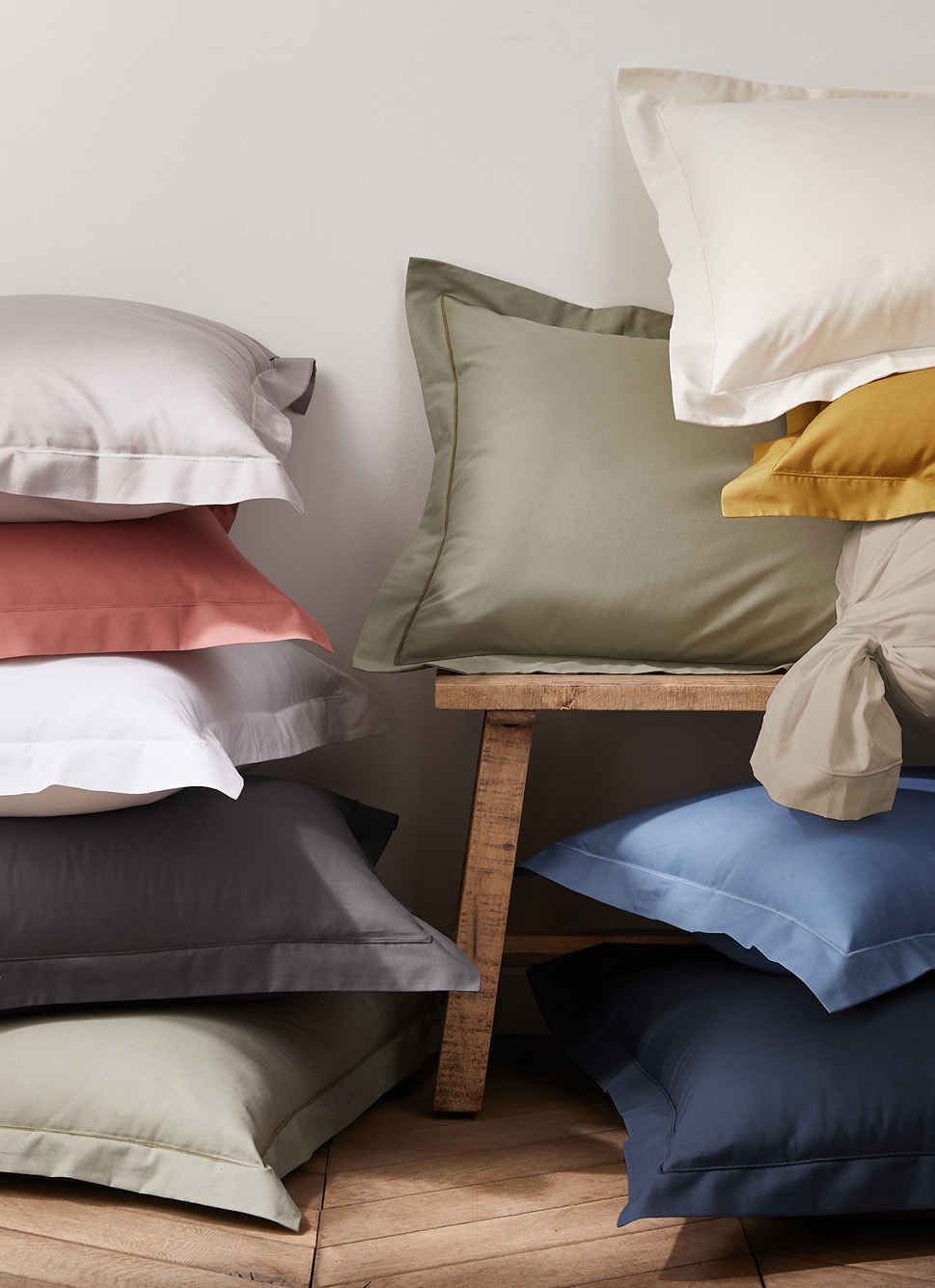 TAIE D'OREILLER UNIE EN COTON OCEAN